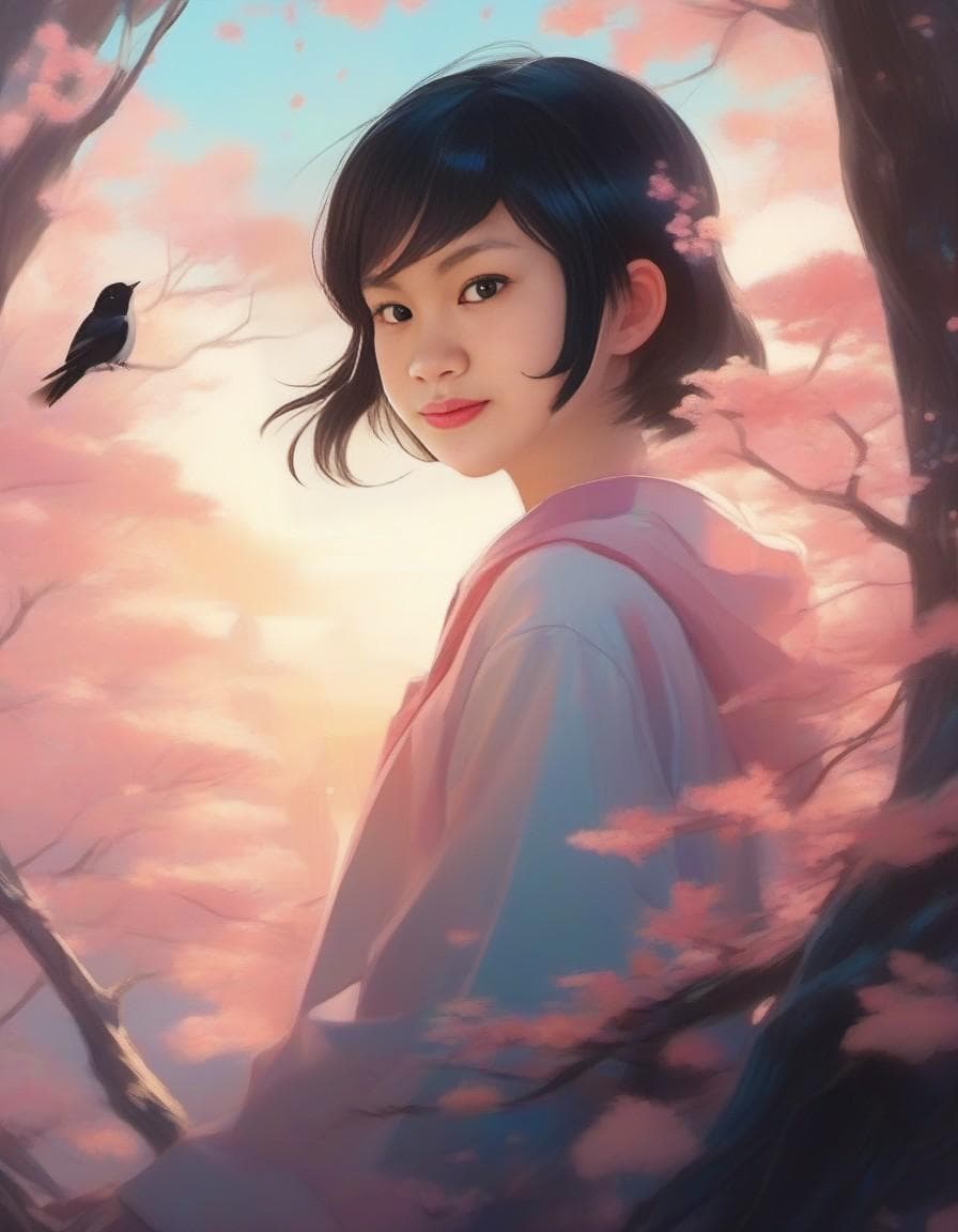 AI generated: Candid Shot, a cute anime mascot dissolving into adorable, pastel hues, blending into a soft, pastel...