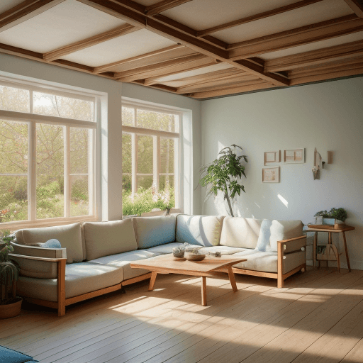 AI generated: High resolution photography interior design, dreamy sunken living room conversation pit, wooden floo...