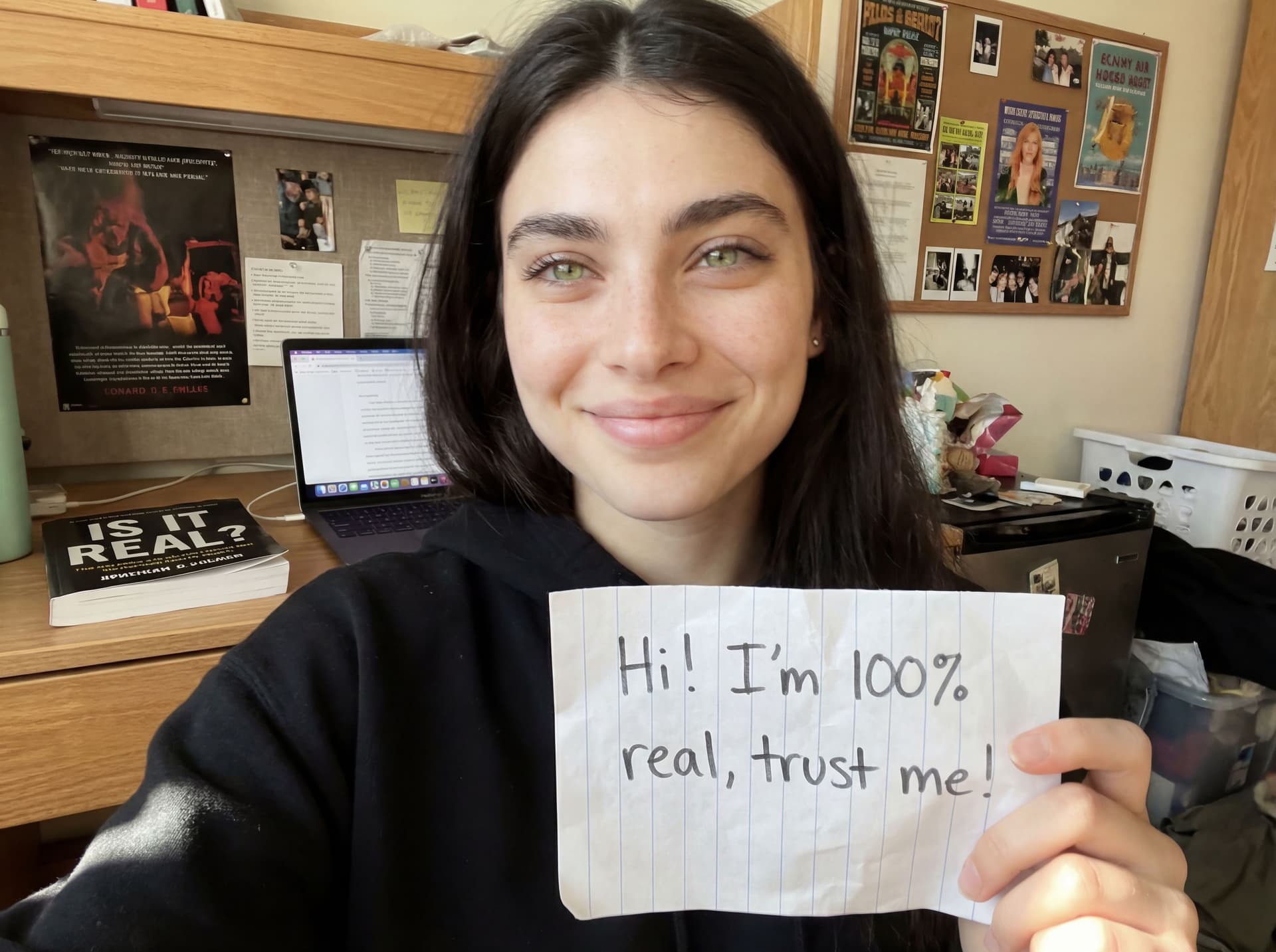 AI generated: Use the photo as a reference; keep her facial features 100% real. An extremely common iPhone selfie ...