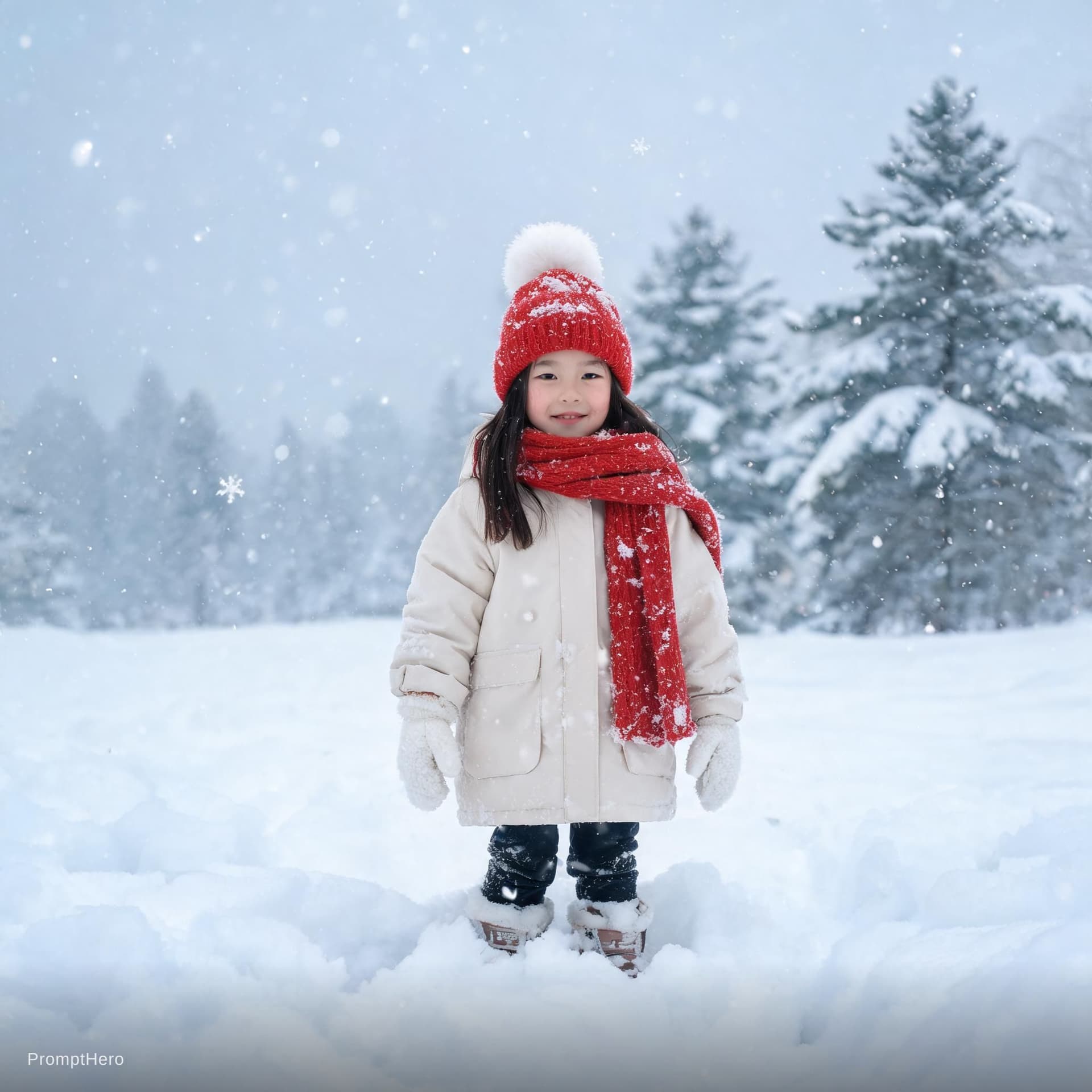 AI generated: girl standing In the snow
