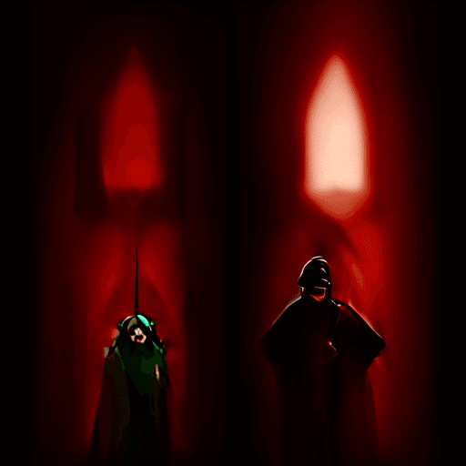 AI generated: a picture of two people, wearing cloth hats and robes, in the style of realistic animal portraits, u...