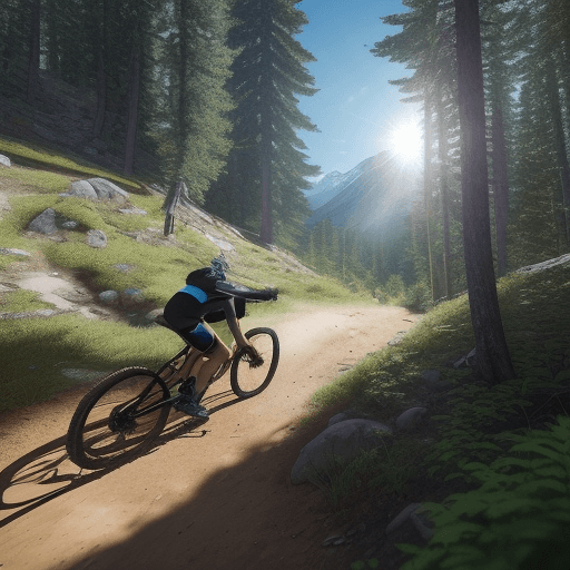 AI generated: Generate an artistic image of a scene where a mountain bike is present. However, I want the front wh...