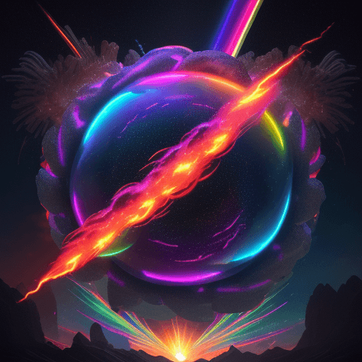 AI generated: cybernetic flames levelling up dragon eggs surround in rainbow fire and flame drops scenery, landsca...