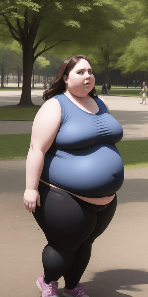 AI generated: a fat woman Seeking an effective solution in a park