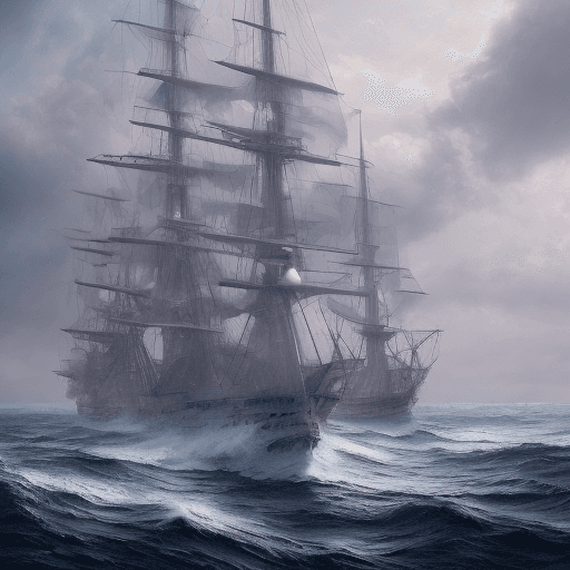 AI generated: Photo of a ultra realistic sailing ship, dramatic light, pale sunrise, cinematic lighting, battered,...