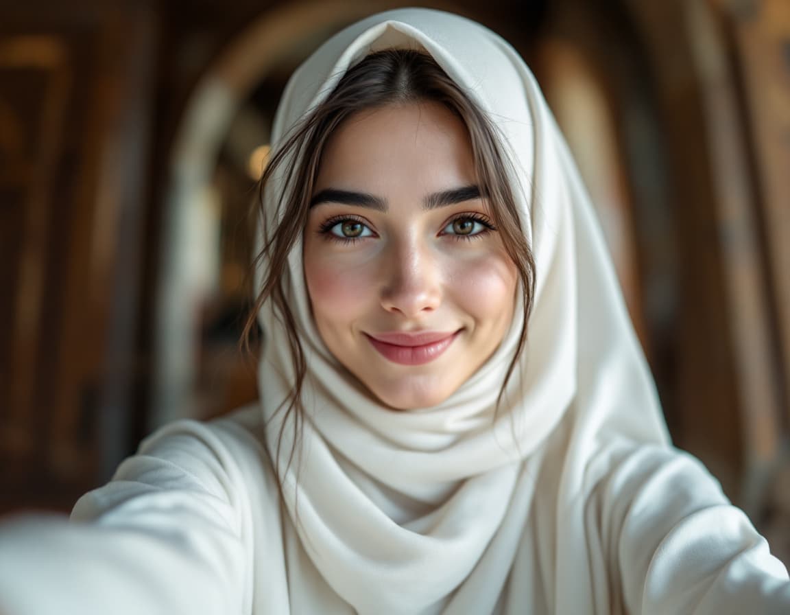 AI generated: Photograph, close-up of the face 20-year-old attractive young Muslim young women,   from iran, open ...