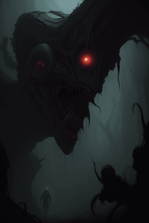 AI generated: scary alien creeping in the shadows, highly detailed, scary atmosphere, horror, cinematic lighting, ...