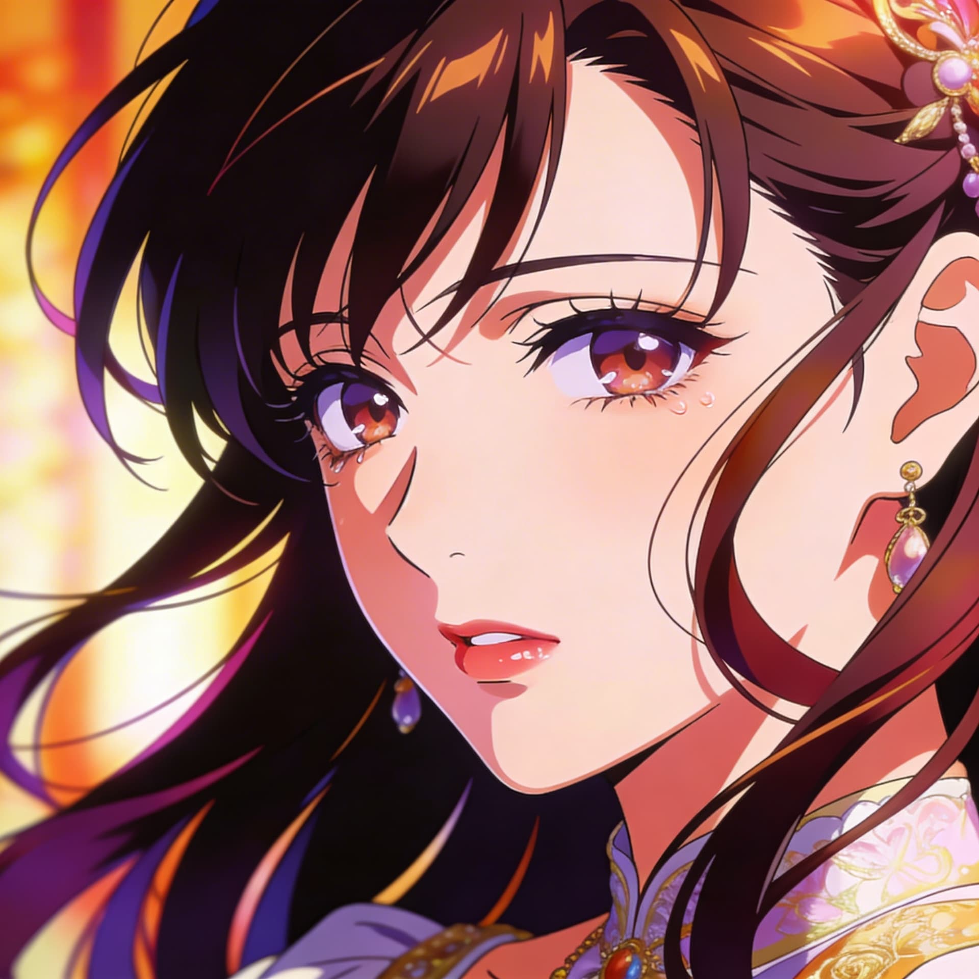 AI generated: anime girl, in the style of frank thorne, romanticized femininity, makoto aida, elegant, emotive fac...