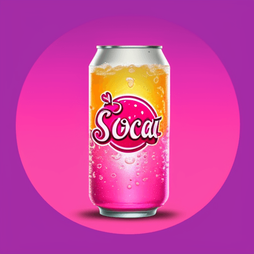 AI generated: Create an eye-catching logo for a soda company, using vibrant colors like magenta or orange. The log...