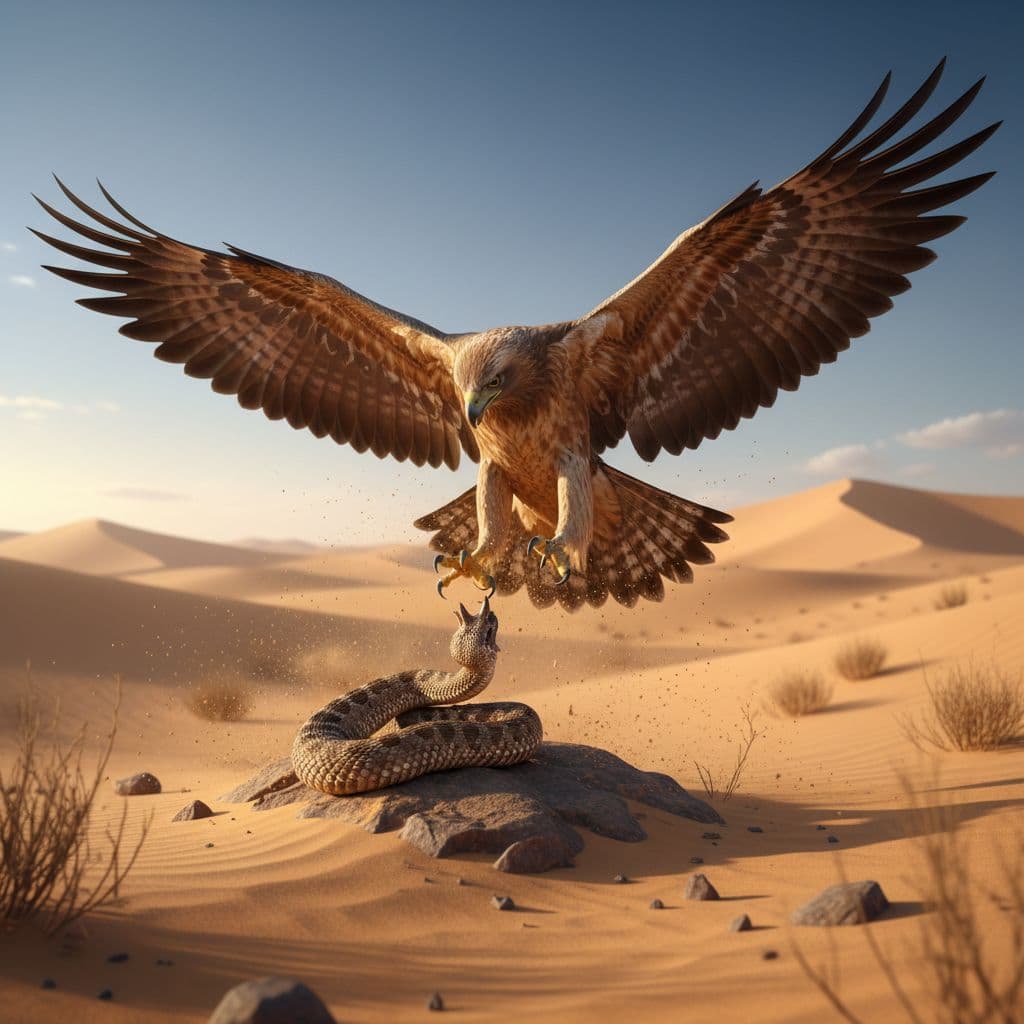 AI generated: attack a snake in the Sahara