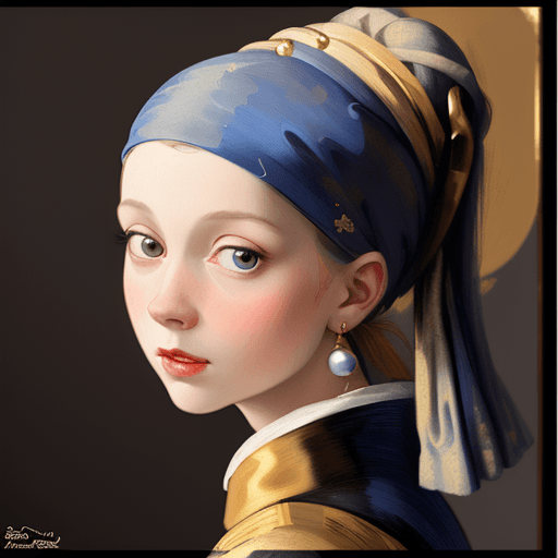 AI generated: a painting of a Girl with a Pearl Earring , inspired by Dutch Golden Age painting, The appearance of...