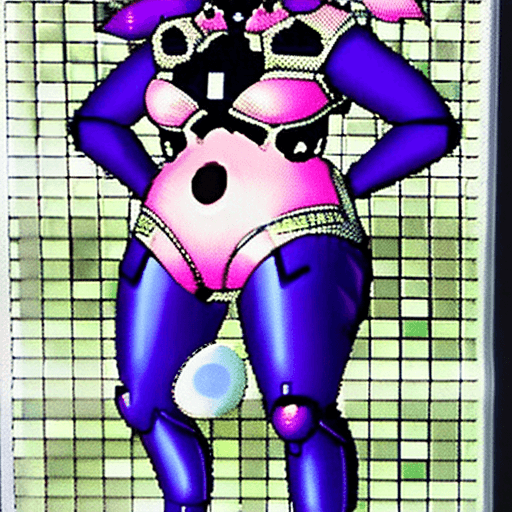 AI generated: kanna blaster master, flora fauna, female, curvy, big chest, fit, dot eyes