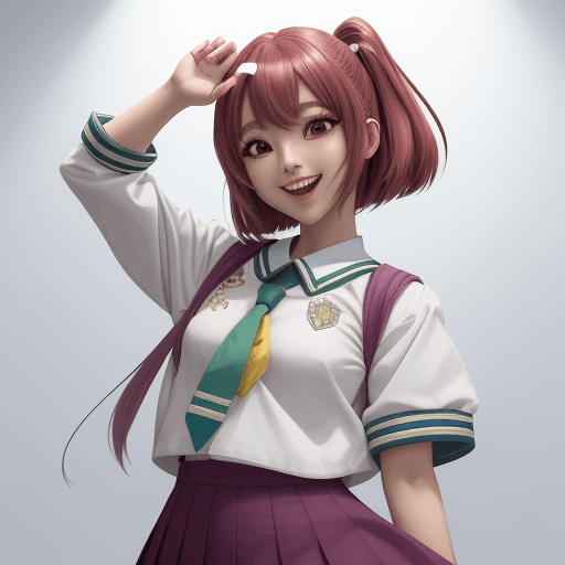 AI generated: anime mulher hyperealista, usando roupa de escola corean, sorridente, apaixonada, na escola coreana ...