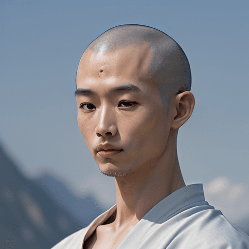 AI generated: close up hyper-realistic  image of a zen monk in meditation based on the person on this image  
http...