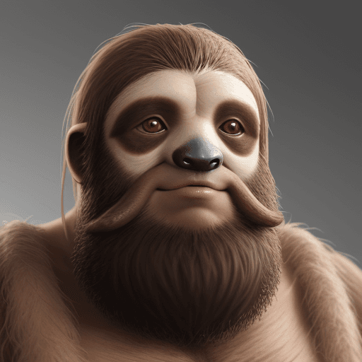 AI generated: Sloth people with a beard 4k realistic 
