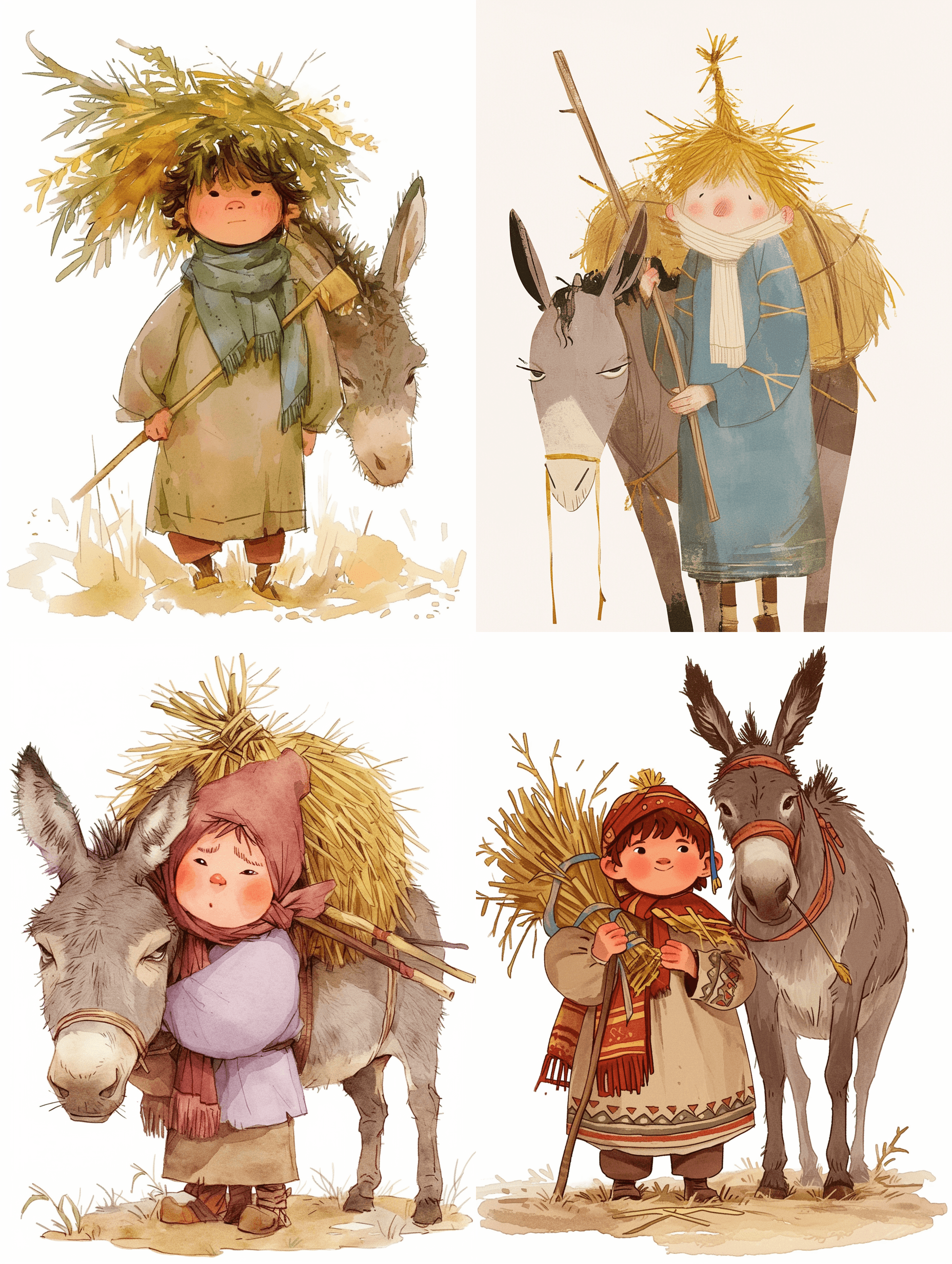 AI generated: style character Little shepherd is a boy, papakha on his head, without a scarf, Caucasian face, nose...