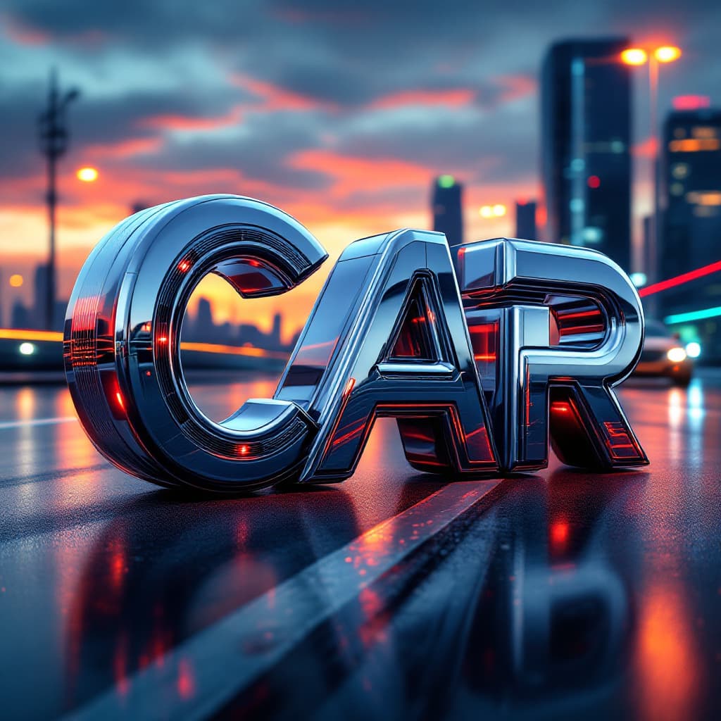 AI generated: The word "CAR" is designed in a bold, dynamic font that reflects the speed, power, and sleekness of ...