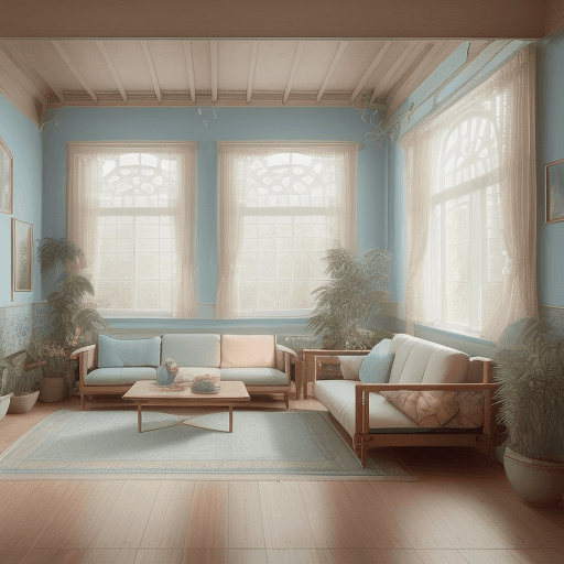 AI generated: High resolution photography interior design, dreamy sunken living room conversation pit, wooden floo...