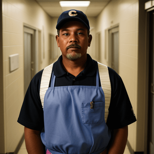 AI generated: Portrait of the janitor who works at Columbus High School