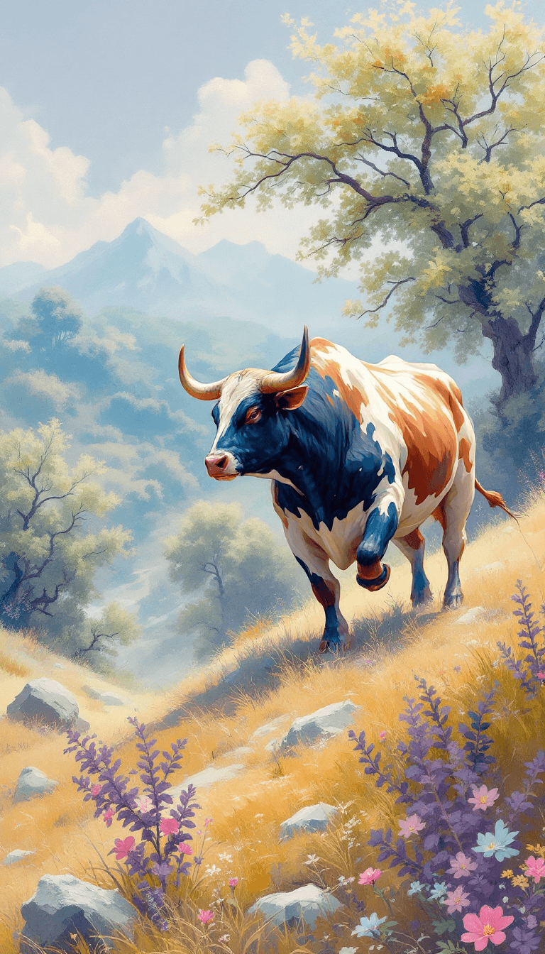 AI generated: a landscape fighting bull painting pastel colors, 16k, -ar 9:16 - - style 750 - -v 6.0 - Image