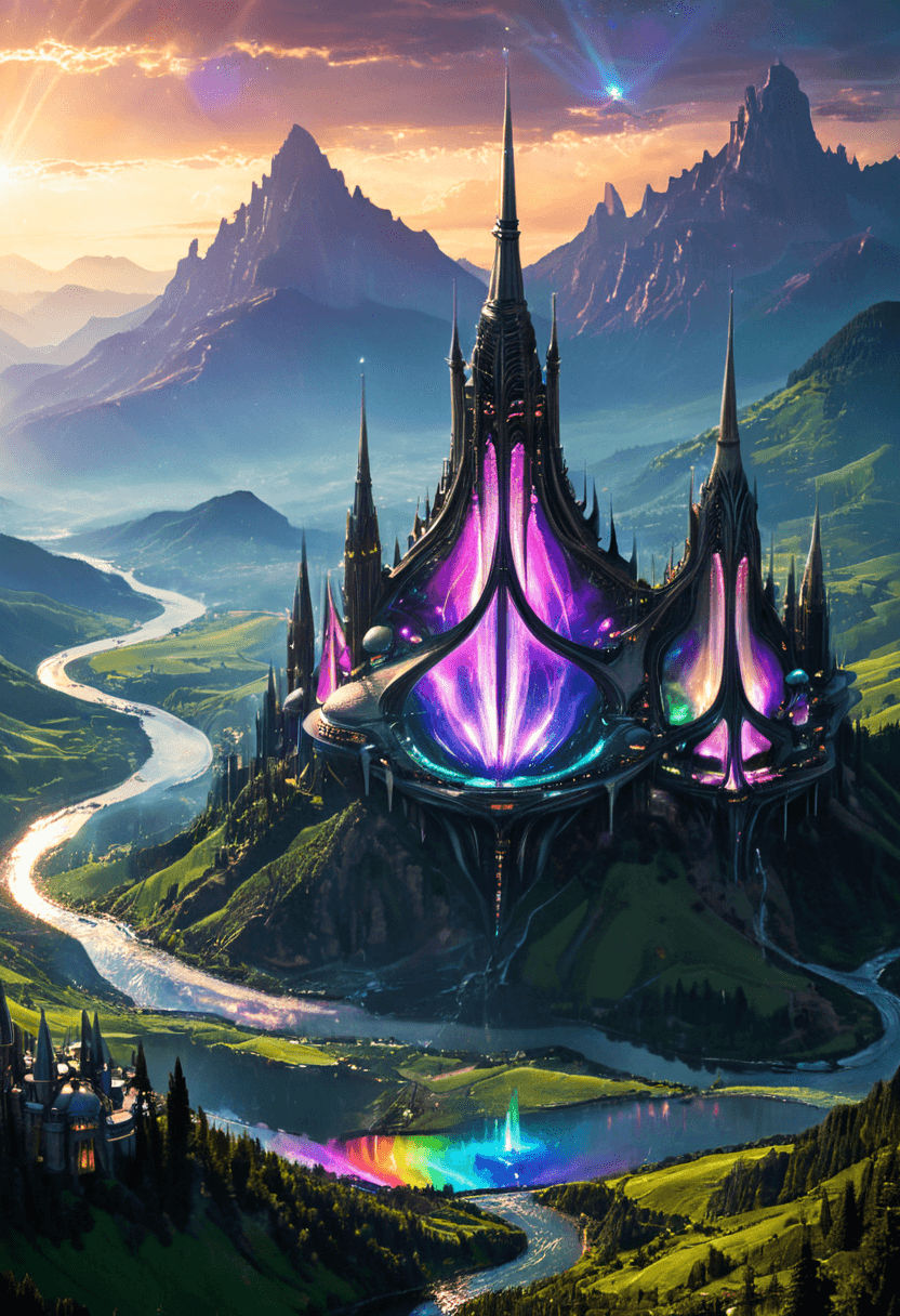 AI generated: Alien-themed <lora:xl_more_art-full_v1:1>,<lora:DreamARTSDXL:1>,A vast, alien city of towering spire...