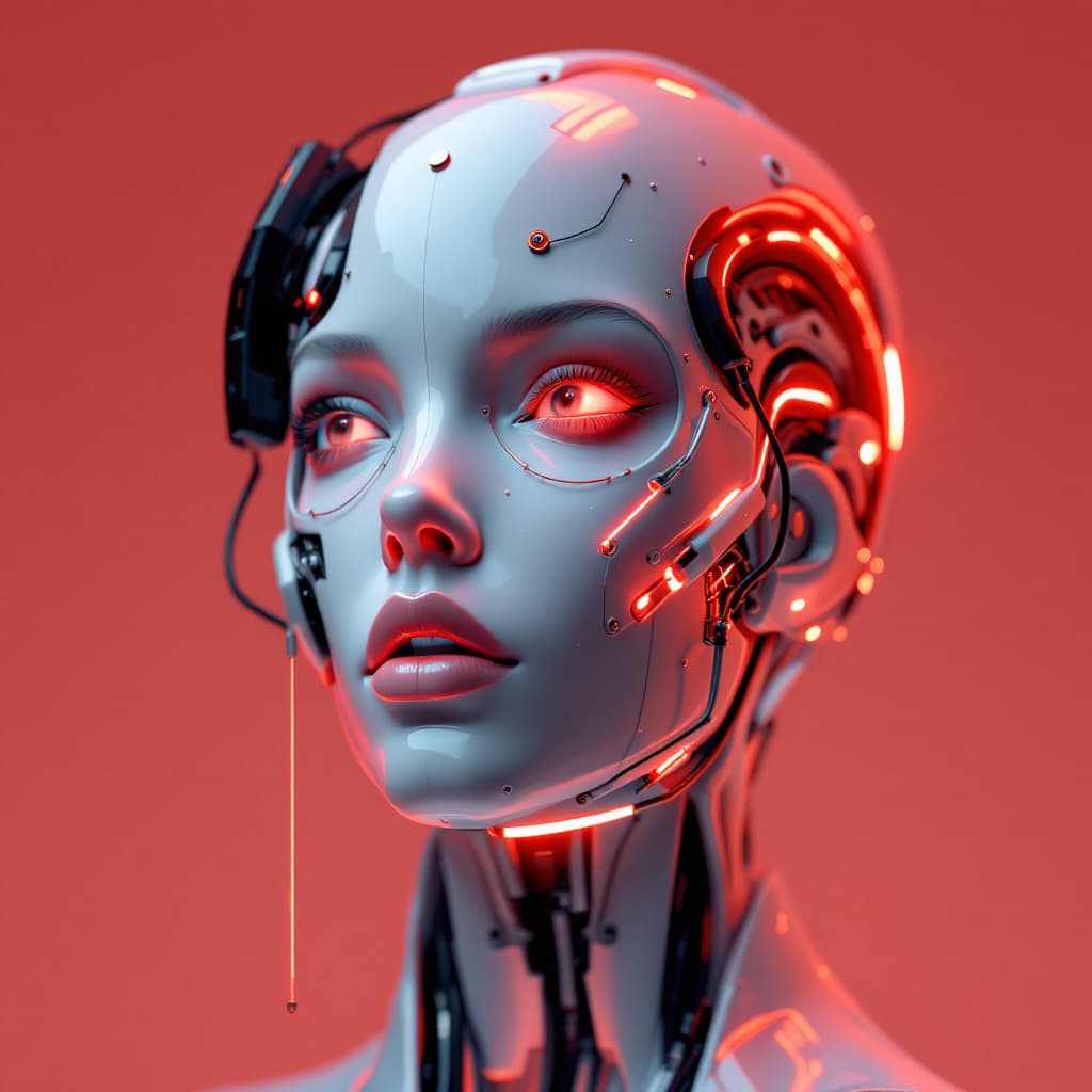 AI generated: nousr robot, complex 3d render ultra detailed of a beautiful porcelain profile woman android face, c...
