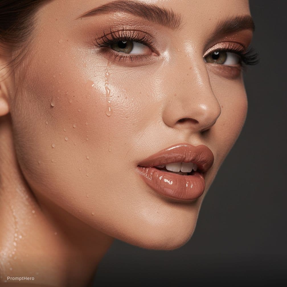 AI generated: Hot sexy actress samantha lips bite wet face 