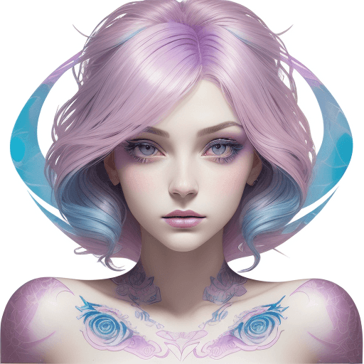 AI generated: beauty beautiful dreamlike  model expressive gaze prismatic tattoo designs by karimah,  rose and lil...