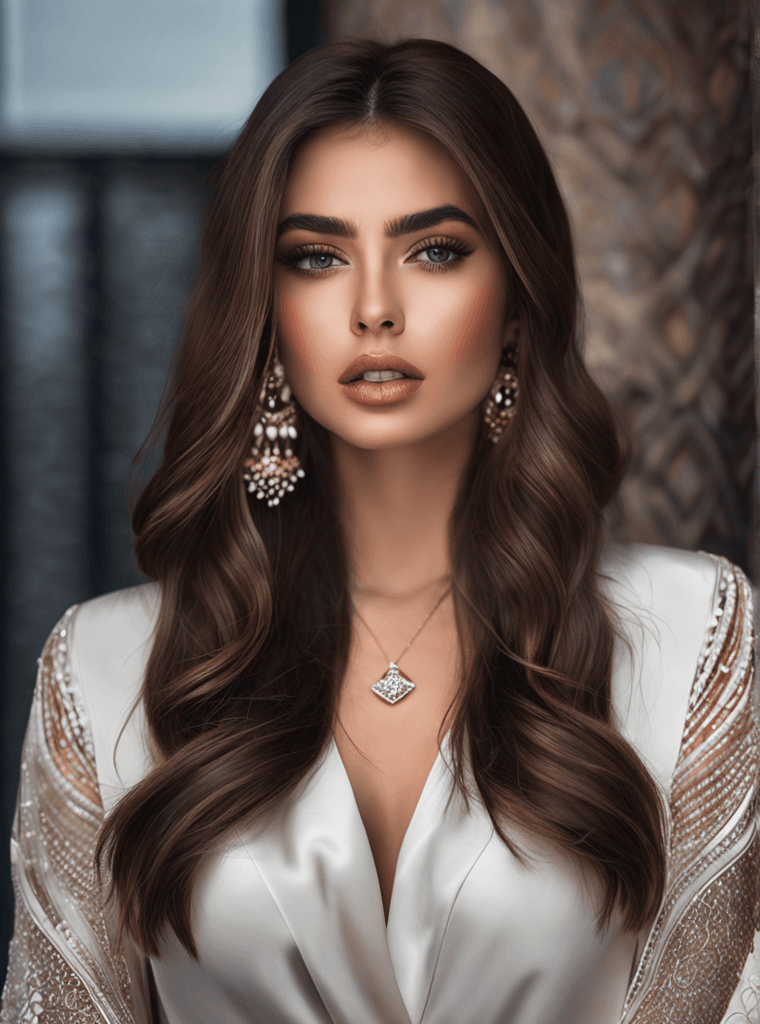 AI generated: A realistic photo of a stunning freckles, Armenia girl with a commanding presence. She has long, flo...