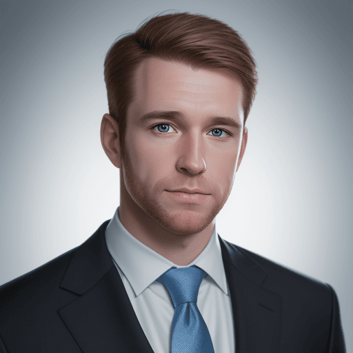 AI generated: 8k Linkedin professional photo of a white man in a suit with studio lighting, bokeh, corporate portr...