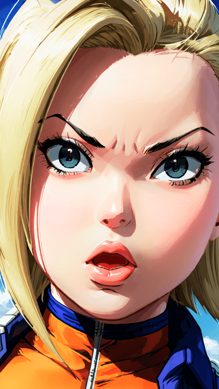 AI generated: <lora:perfect hands 2:1> <lora:PerfectEyesXL:1> <lora:xl_more_art-full_v1:1> , portrait, android 18 ...