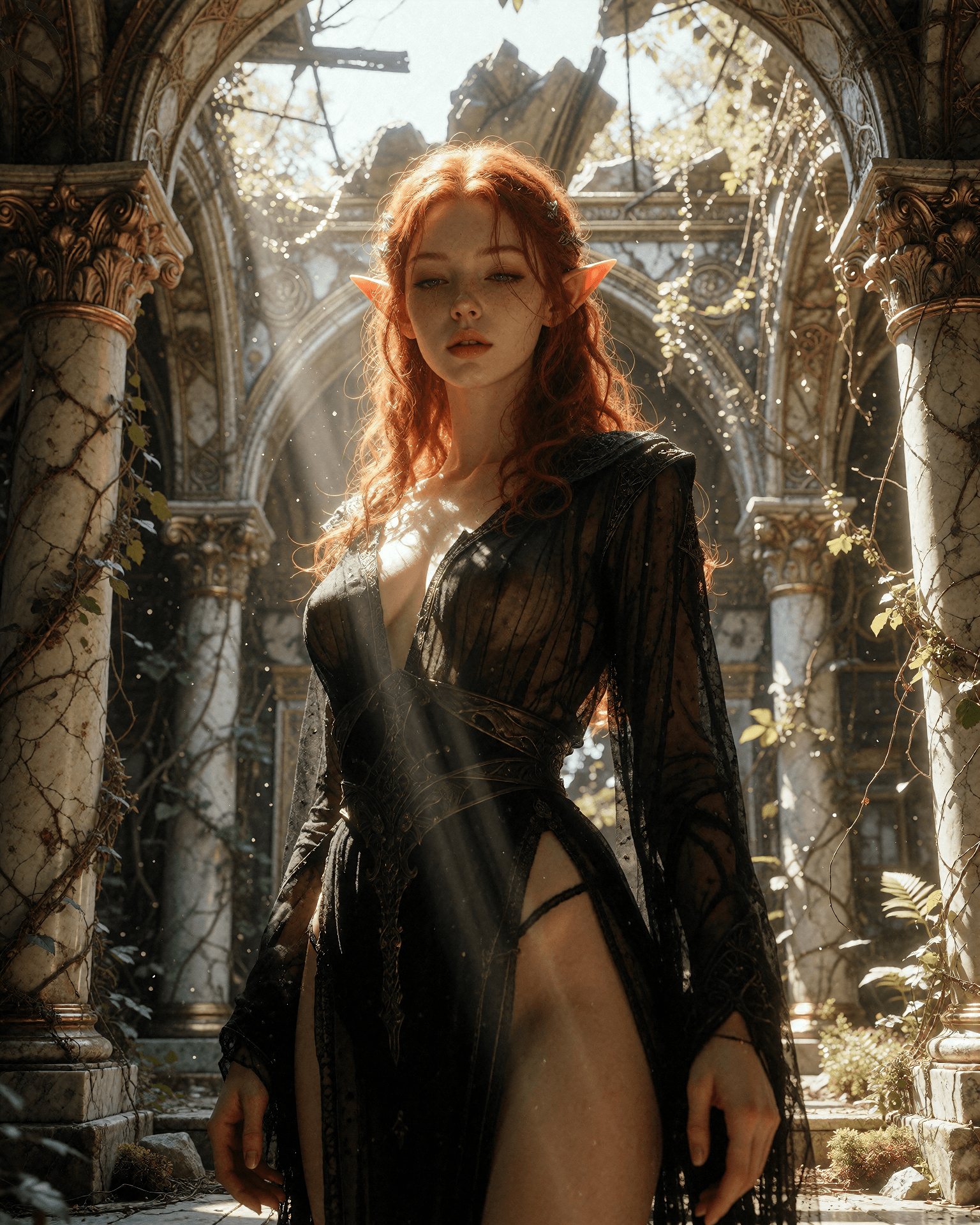 AI generated: Digital painting, rendered with heavy film grain reminiscent of dark fantasy illustration captured o...