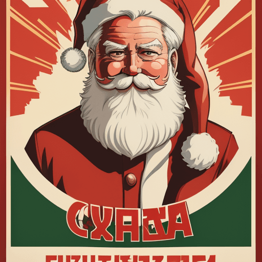 AI generated: Santa Claus in a Soviet style poster, USSR poster, propaganda style, anime, offset printing, high de...