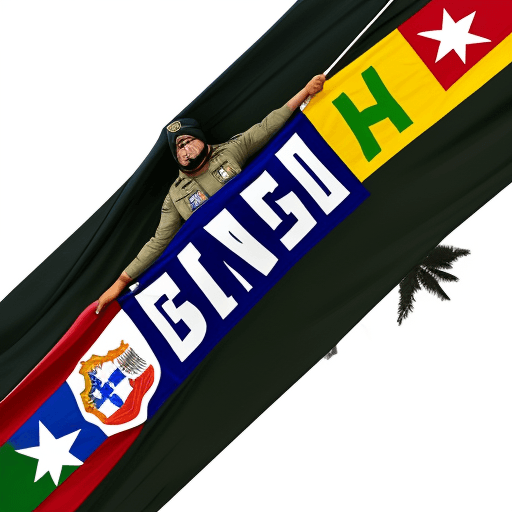 AI generated: criar uma imagem de  um homem americano segurando uma bandeira do Brasil na mão direita e segurando ...