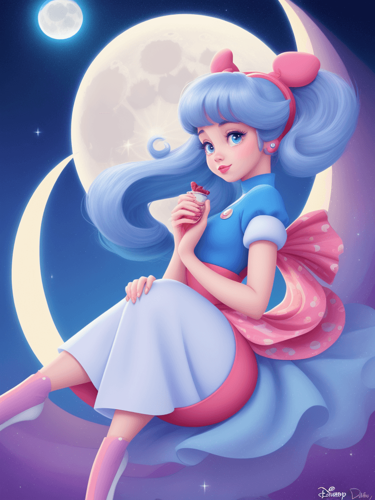 AI generated: disney style, cute, pretty, moon