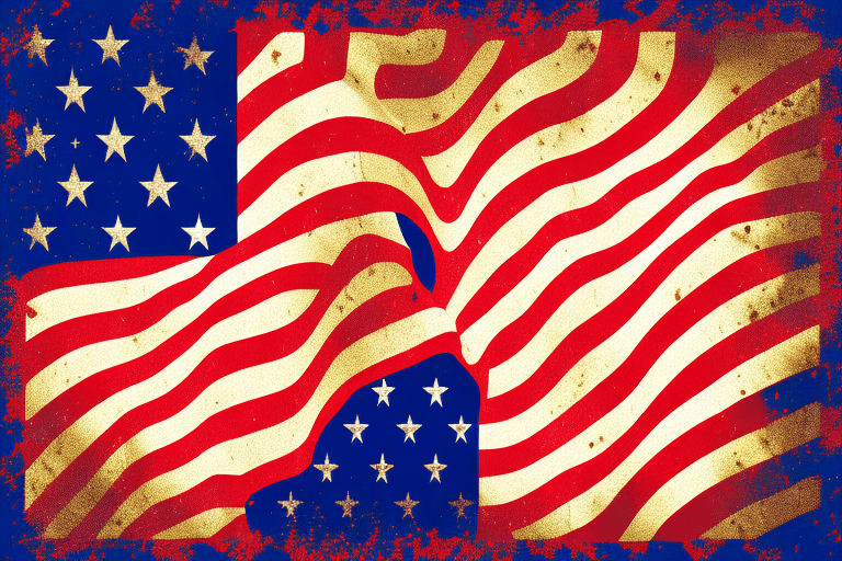 AI generated: Vector Graphics American Flag, print, pop art, splash screen art, triadic colors, digital art, 8k re...