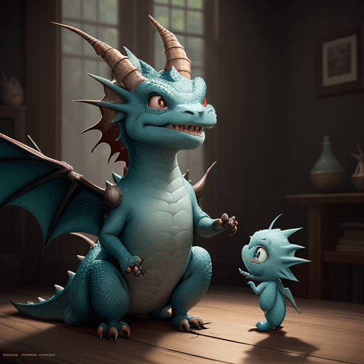 AI generated: one cute adorable  dragon and happy smiling greeting me，unreal engine, cozy interior lighting, art s...