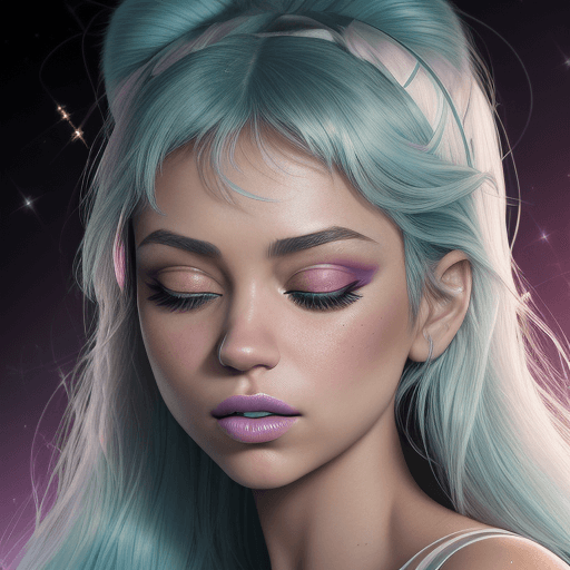 AI generated: "photorealistic, ultra realistic, glowing cyan hair, closed eyes, \n([Mila Kunis|Emily Blunt|Ariana ...