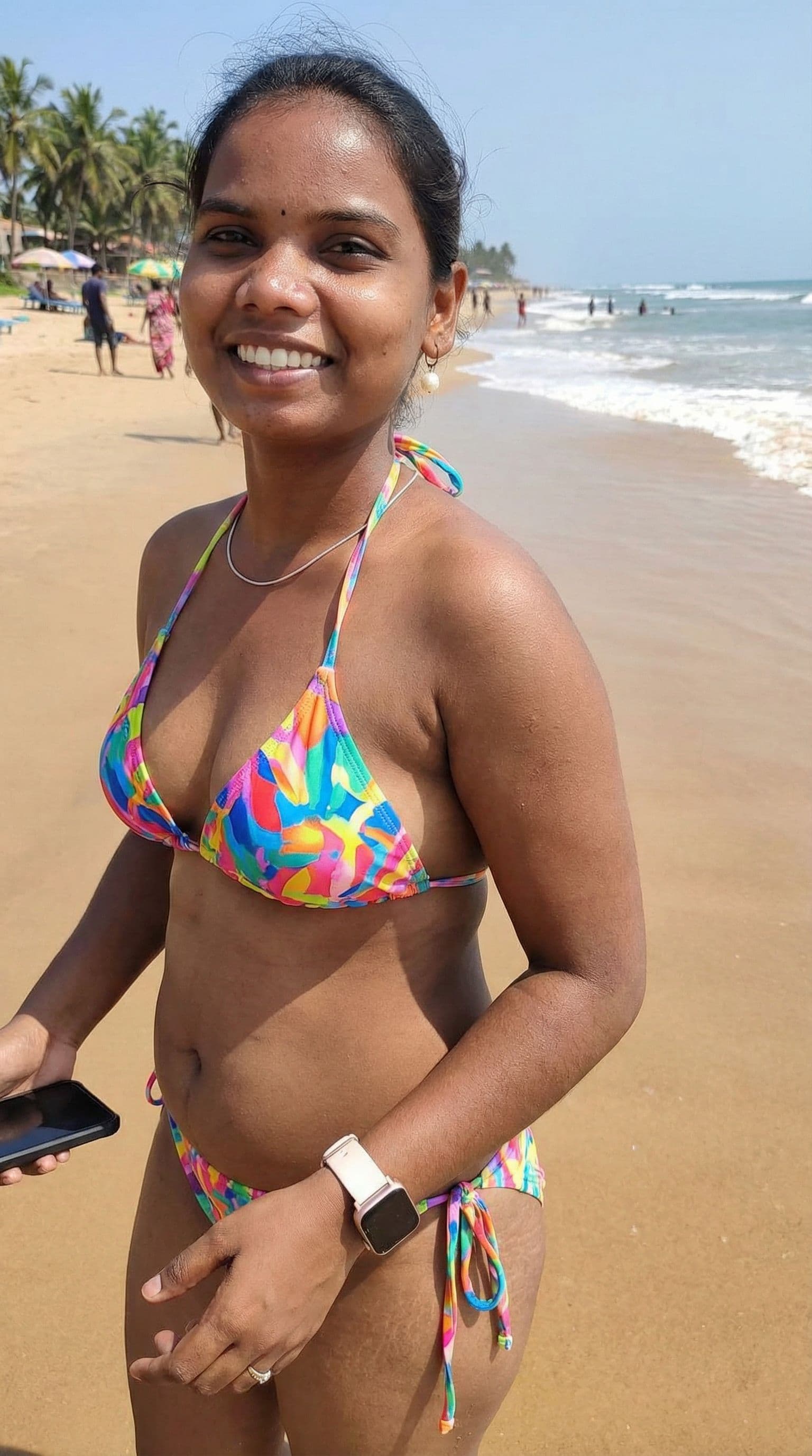 AI generated: Create image with mini bikini model in beach 