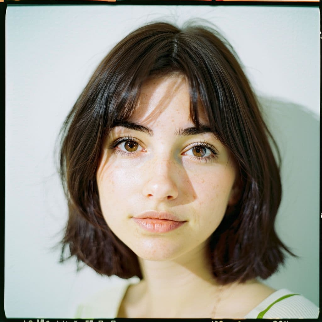 AI generated: Japanese girl, 18-21 years old, brown hair, high-quality photo portrait, shot on a Polaroid camera, ...