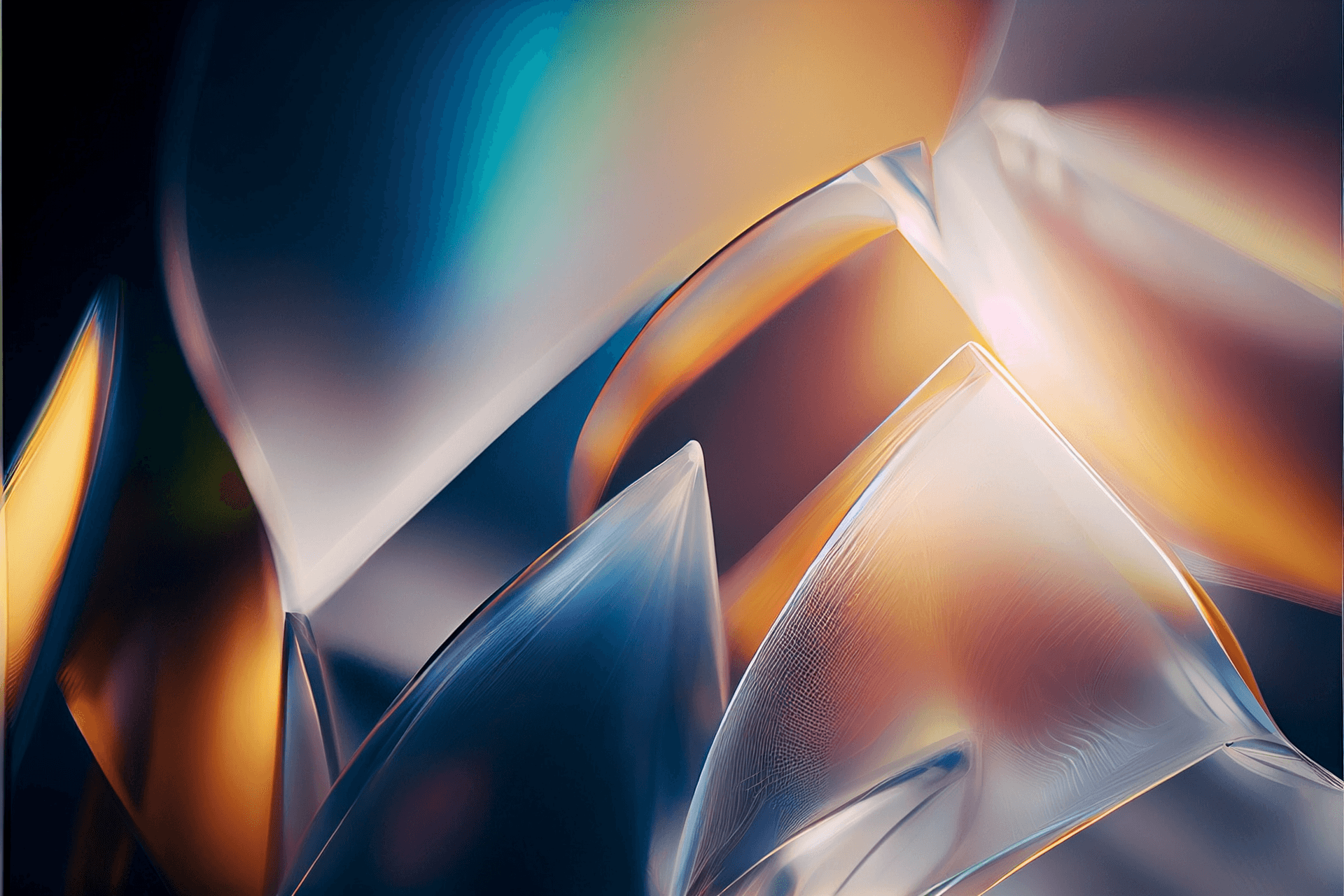 AI generated: Minimalistic wallpaper, overlapping translucent plastic, intersecting parabolic shapes, shallow dept...