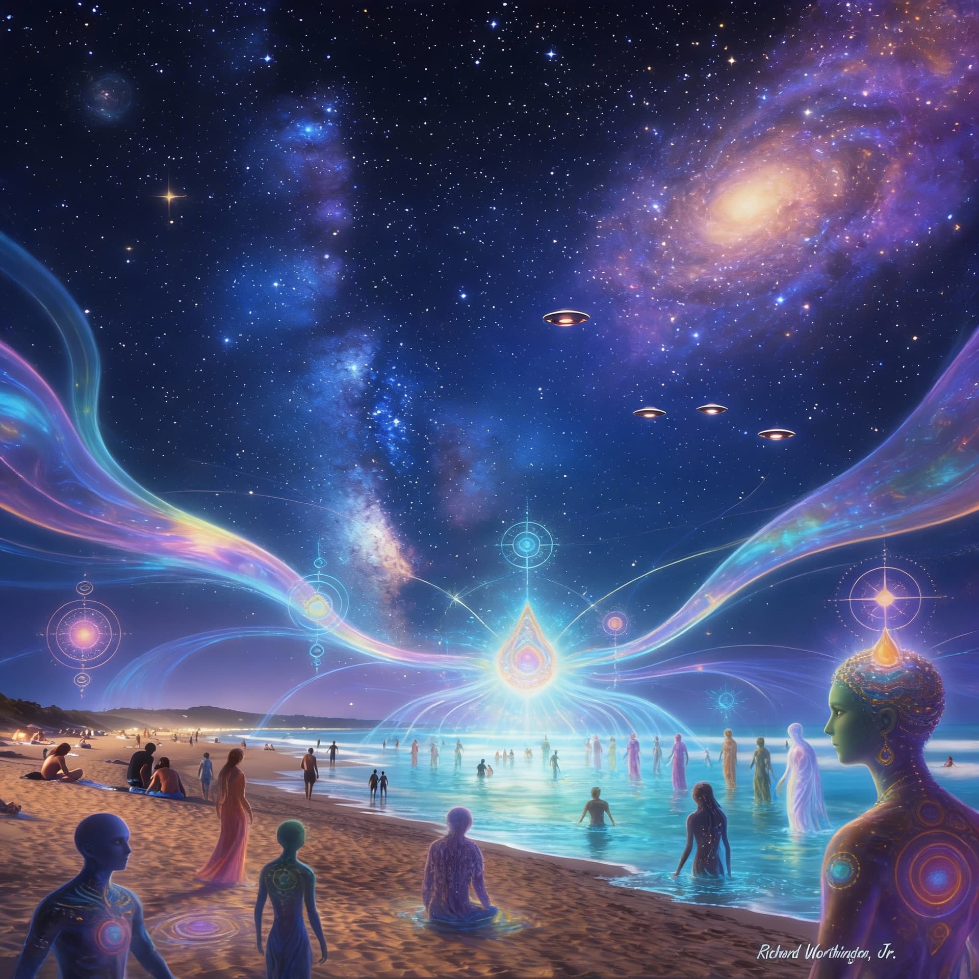AI generated:  Psychedelic. (Best quality, A high resolution:1.2), Beautiful masterpiece:1.2, Human interaction wi...