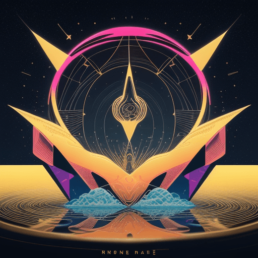AI generated: the golden moon , mini rocket, synthwave art style, with bold lines and a dynamic composition that i...