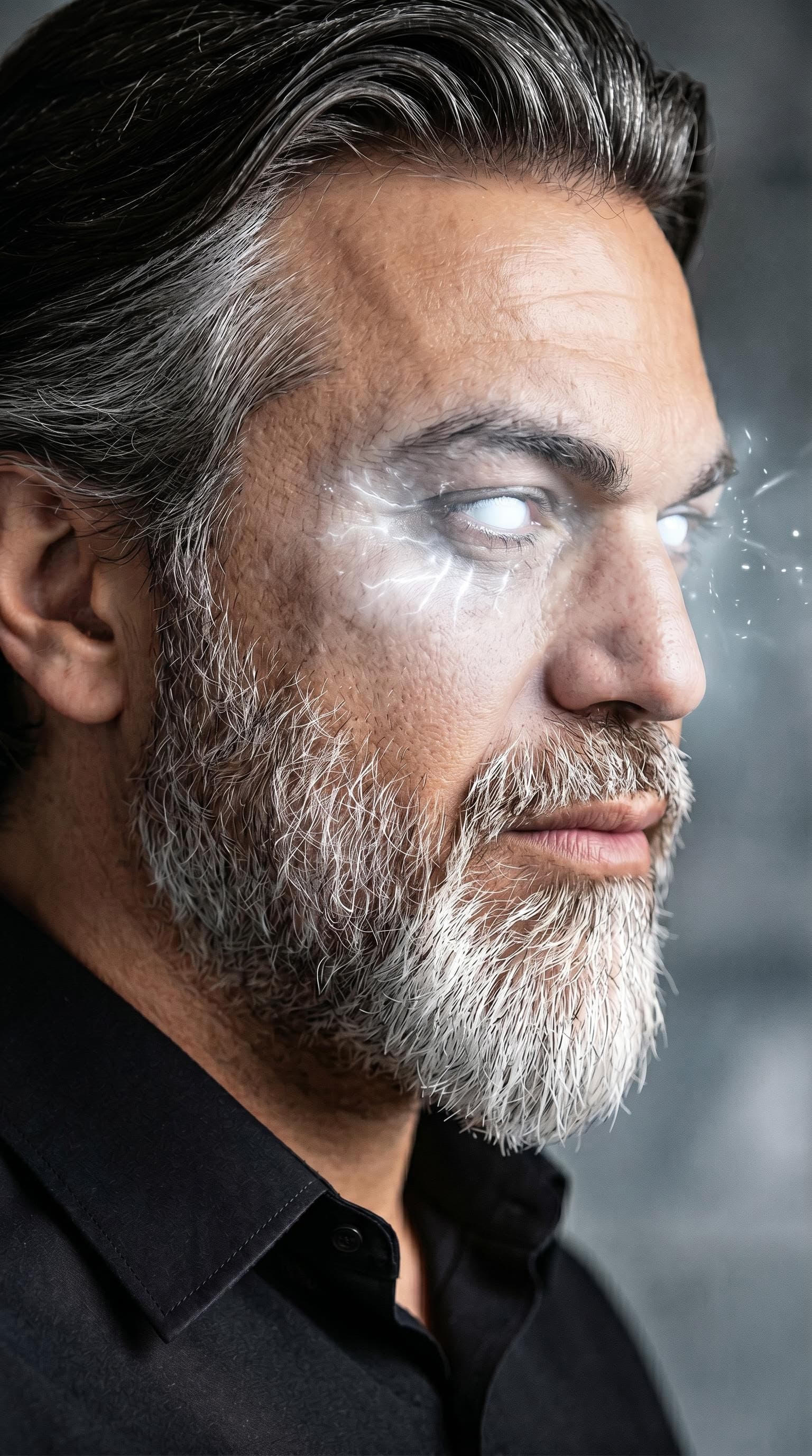 AI generated: {
  "subject_and_concept": {
    "subject": "A striking, middle-aged man with a Viking-inspired aest...