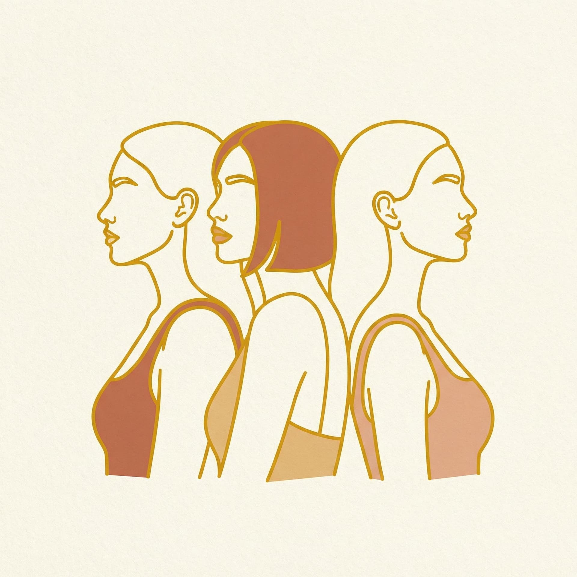 AI generated: illustration,women,three,yellow,outlines --ar 9:16