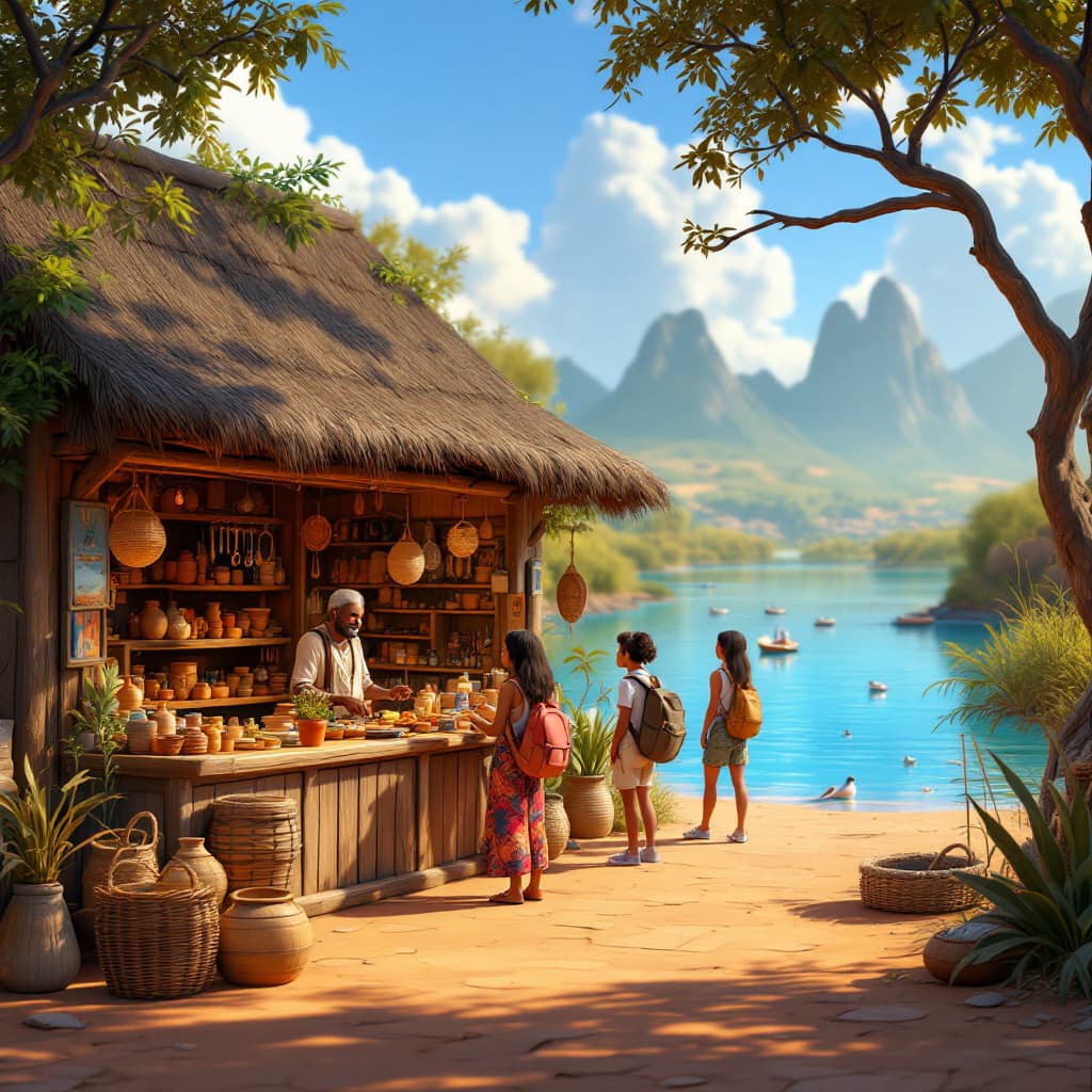 AI generated: A 3D animated image in the Disney Pixar style, from a perspective that clearly shows both the shop a...
