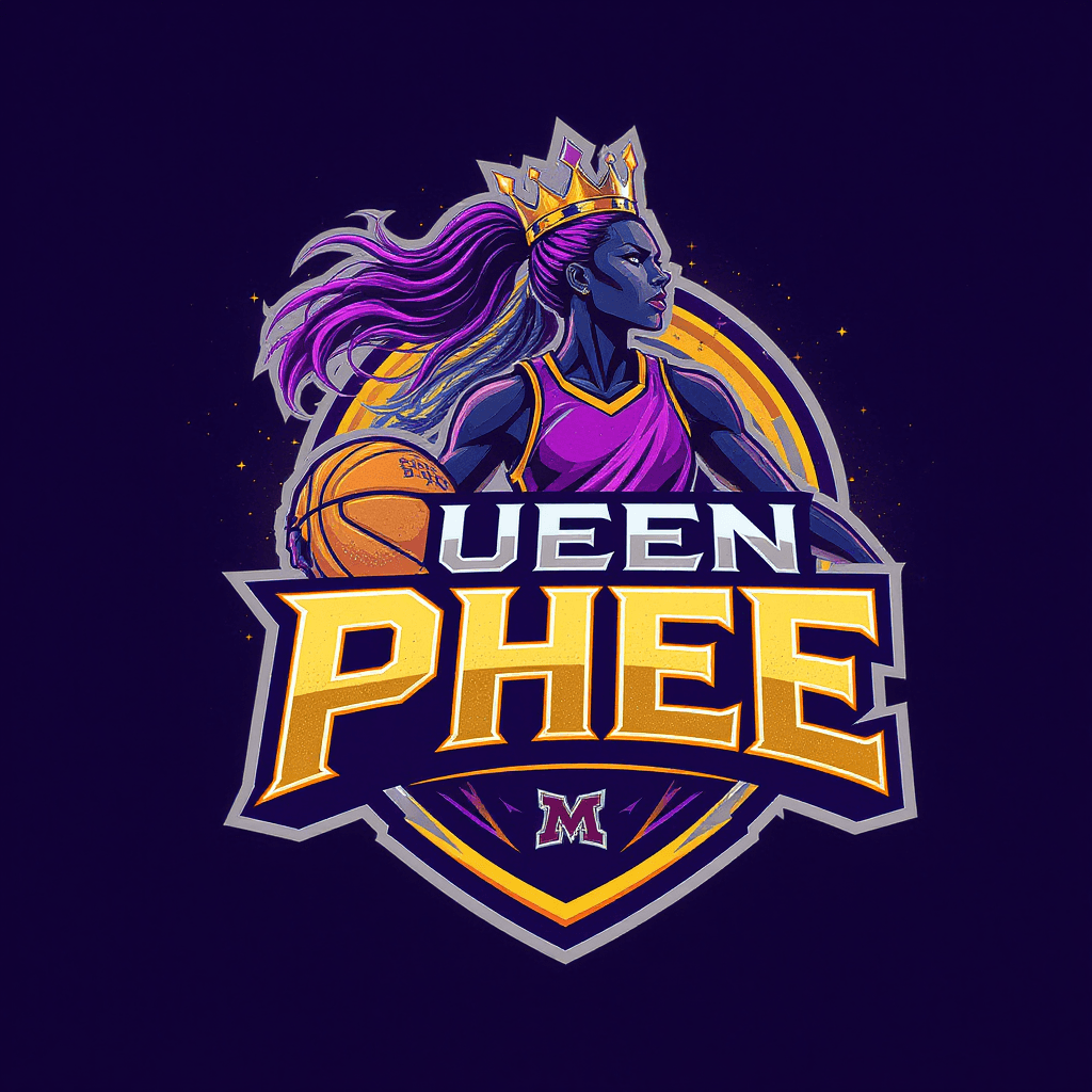 AI generated: Design a bold, modern, and vibrant logo for Queen Phee, the on-court identity of Napheesa Collier of...