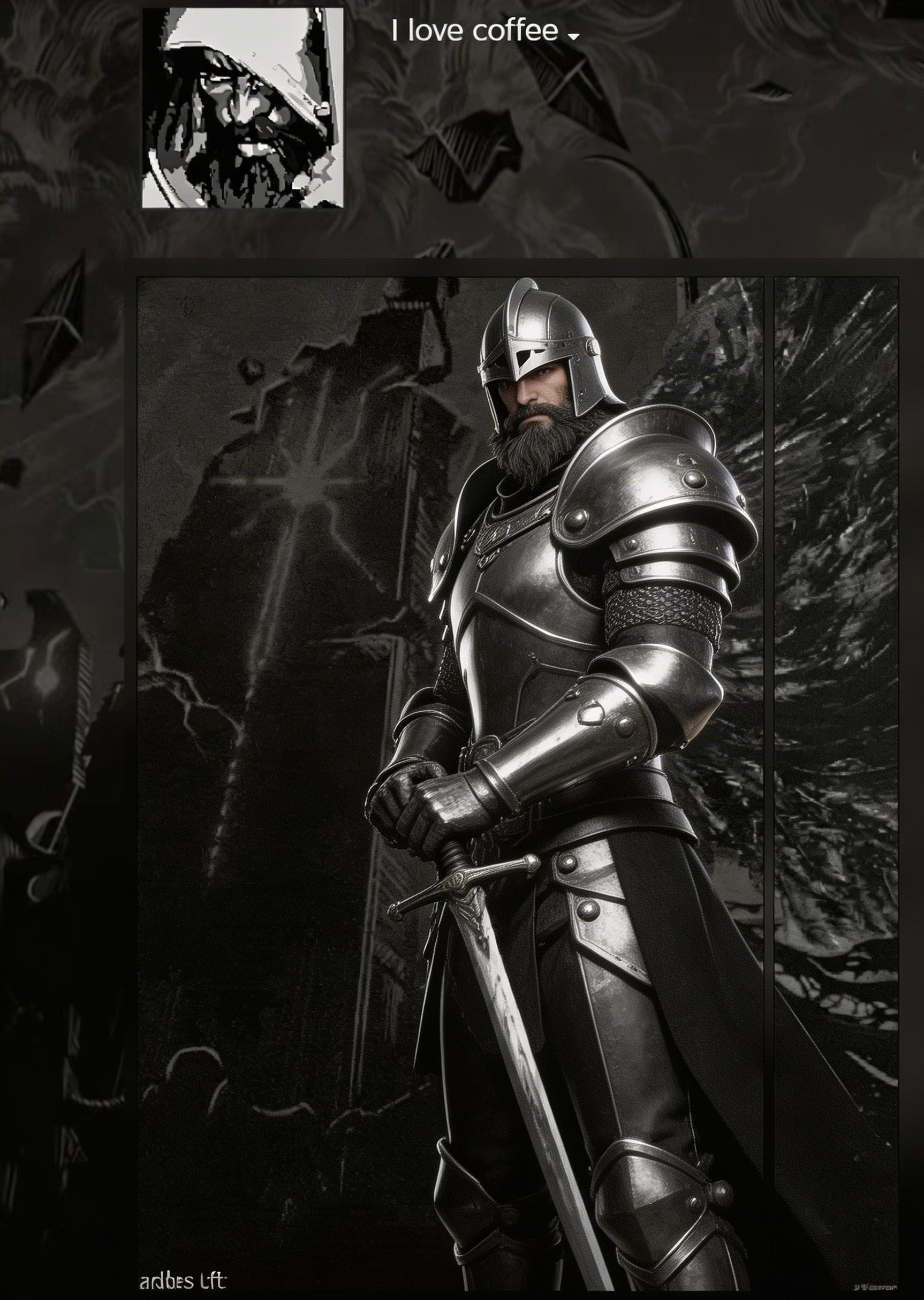 AI generated: Adelbert Steiner from Final Fantasy IX, dark fantasy style, highly detailed, powerful knight, enhanc...