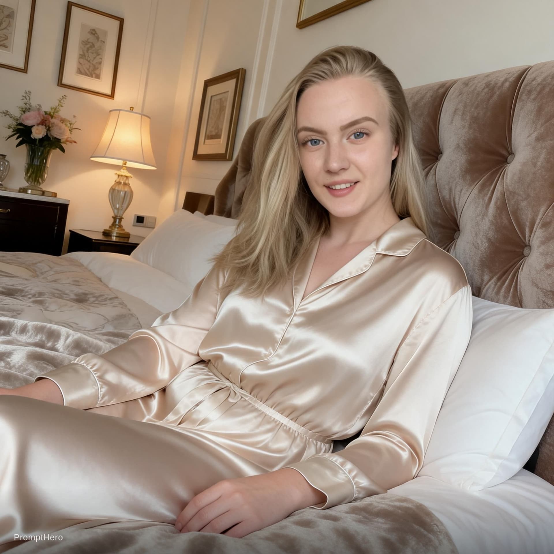 AI generated: model lay on bed wearing black lace lingerie set