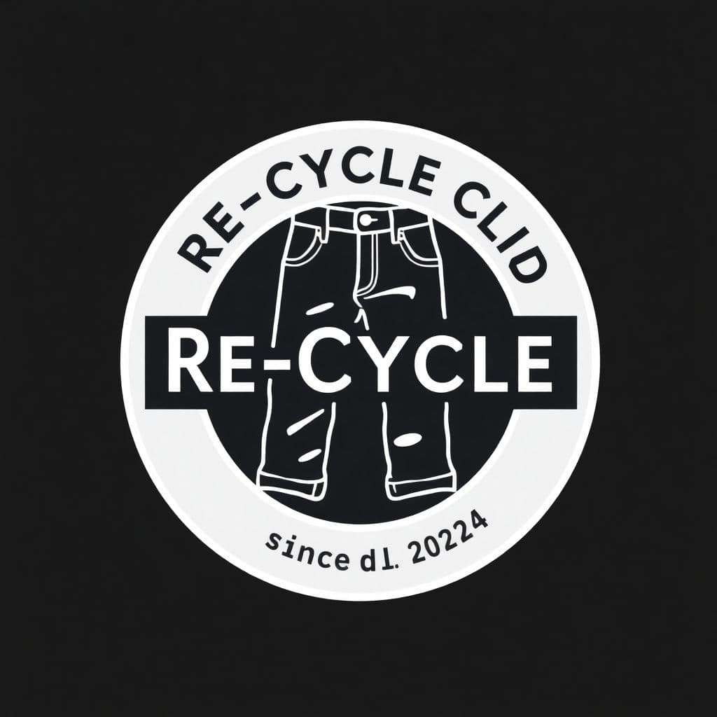 AI generated: an impressive Start-Up logo called Re-Cycle Clo. 
this circular logo with a silhouette of jeans in b...
